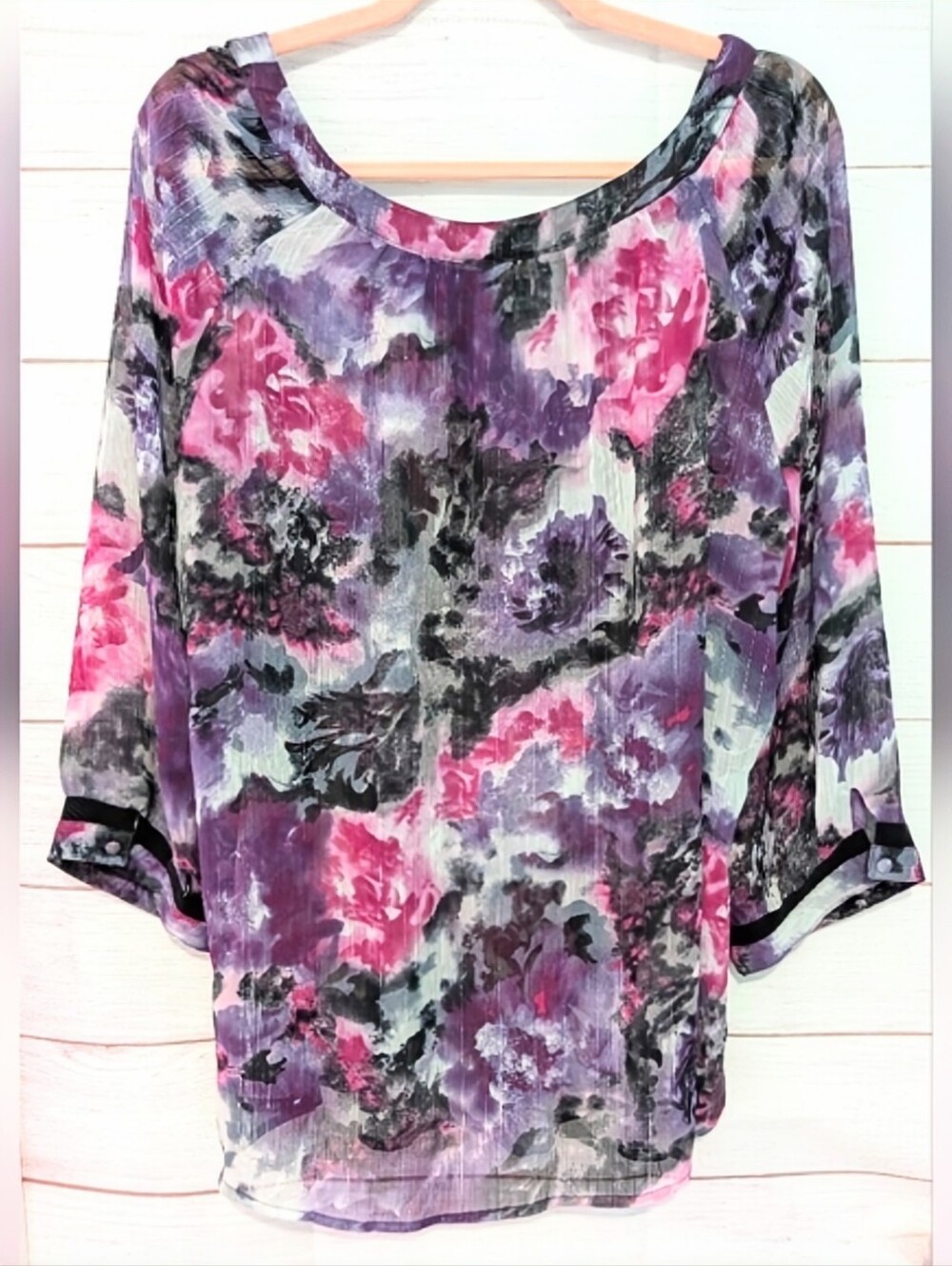 Denver Hayes Floral Chiffon Blouse - Purple and Pink 🩷 Size 2xl - Picture 2 of 7